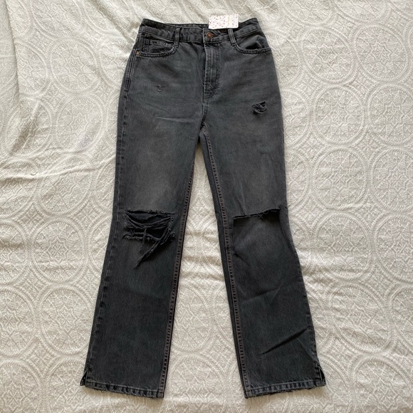 Free People Denim - Free people ankle crop flare black denim jeans